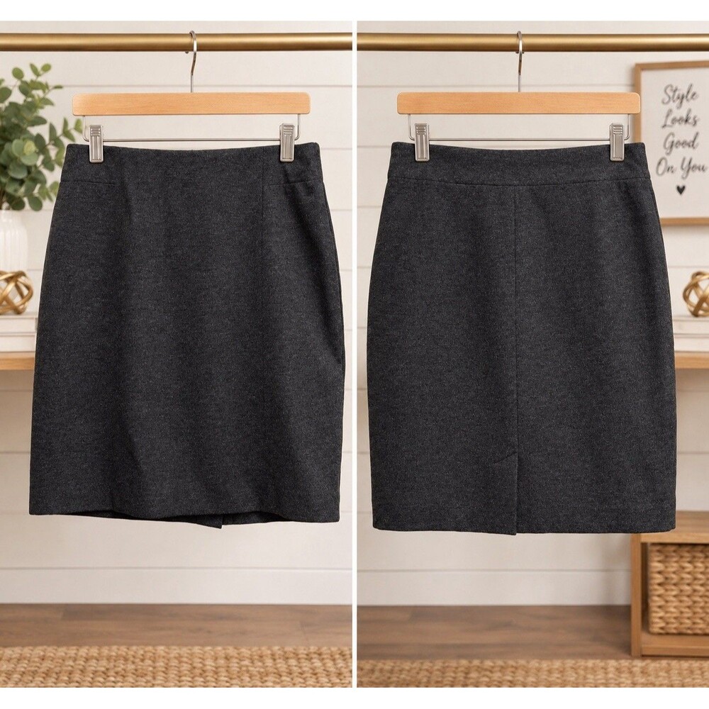 J Jill Womens Petite XS Pointe Pencil Skirt Charcoal Gray Pull On Elastic Waist